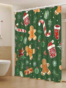 1pc/4pcs Pumpkin Waterproof Shower Curtain Set With 12 Hooks And Bathroom Mat Toilet Seat Cover Non-Slip Bathroom Carpet Polyester Fabric Curtain For Window Bathroom Decor Christmas Decor