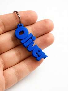 1pc Personalized 3D Printed Name Keychain, Customized Text PLA Key Ring, Fashionable Font Design, Colorful Letter Pendant, Durable Lightweight Bag Charm - Multicolor - View 3
