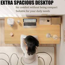 Modern Minimalist Style Computer Desk, Home Office Desk, Writing Desk, Work Table, Gaming Table - Maple - View 7