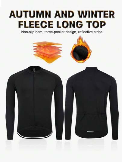 Winter Cycling Jersey Men's Thermal Fleece Bicycle Clothing MTB Long Sleeve Warm Tops Road Bike Jacket