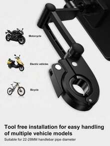 360° Bicycle Motorcycle Phone Holder Bag, Waterproof Dustproof Durable ABS Handlebar Mount Bracket, Suitable For Bicycle & Motorcycle Accessories - Multicolor - View 6