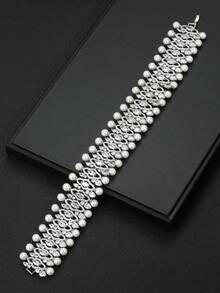 1 Stück modischer Luxus Zirkonia Halskette Perlenkette, geeignet für Bräute, Hochzeiten, formelle Anlässe, Partys, Feiertage, Geschenk für Frauen