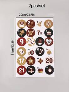 2pcs/Set, Decorative Stickers, Diy Stickers, Art Stickers, Creative Stickers, Handmade Product Stickers, Gift Wrapping Stickers, Planner Stickers, Christmas Elements Stickers, Various Styles, Different Designs, Suitable For Different Occasions, Christmas Gifts For Men And Women, Surprises For Boys, Christmas Stocking Stickers - Multicolor - View 14