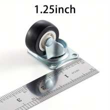 4 件重型万向轮带刹车脚轮 - 可选高度 3.17 厘米/5.08 厘米 - 铁架上的黑色 PVC 轮，适用于办公室柜、工作台、家具、储物柜和推拉门