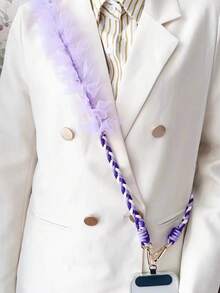 1 pieza Cordón de teléfono de encaje negro, nueva correa colgante transversal, estiloso halter para mujeres, cadena colgante para viajes al aire libre, correa para el hombro larga con almohadilla