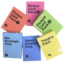 Cartas de Jogos de Natal Contra: Pacote Salva América, Pacote Nostalgia dos Anos 90, Pacote Teatro, Pacote de Cartas de Imagem 1, Pacote de Cartas de Imagem 2, Pacote de Cartas de Imagem 3, Mini Expansão, Material Resistente de Cartão, Jogo Interativo para Diversão e Entretenimento em Noites de Festa