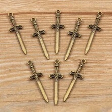 10 件/包 9X34 毫米 DIY 合金珠宝配件、仿制武器饰品、剑和吊坠