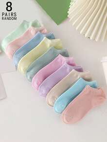8pairs/pack Random Color Simple Casual Sporty Fashion Women's Ankle Socks - Multicolor - View 7