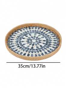 1pc Ins Style Natural Handwoven Minimalist Forest Rattan Storage Tray, Round Creative Woven Tray, Multifunctional Snack Plate, Jewelry Organizer Tray, Suitable For Home Decor, Bedroom Storage, Dining Table Food Arrangement, Can Hold Coffee, Bread, Fruits And Other Items To Enhance Living Quality