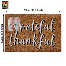 1pc/2pcs Grateful Thankful Pattern Bathroom Anti-Slip Mat, Faux Cashmere Material, Plush Decoration Suitable For Bathrooms, Doorways, Kitchens & Festive Decorations, Machine Washable, Gift Idea - Multicolor - View 17