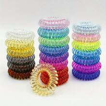 50个糖果色迷你螺旋发圈/发带/发绳套装，高弹力不伤发，适合扎马尾辫，日常佩戴，春夏发绳套装，浴室配件，旅行必备，浴室装饰 - 彩色 - 查看 3