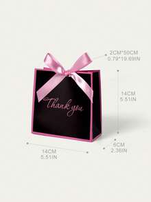 10个/5个/1个创意黑白感谢袋，经典配色，浪漫黑色丝带蝴蝶结，优雅艺术“谢谢”字样印花，适用于感恩节、节日礼物、优雅生日礼物包装、婚礼回礼、圣诞节、新年、日常感恩、生日派对、纪念品、企业客户答谢等场合。 - 白色-黑邊 - 查看 12