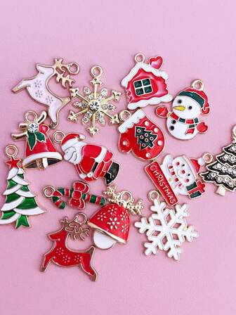 10/20/30 pezzi Accessori in lega per decorazioni natalizie fai-da-te, elementi decorativi natalizi per albero di Natale, ornamenti appesi, orecchini, pendenti