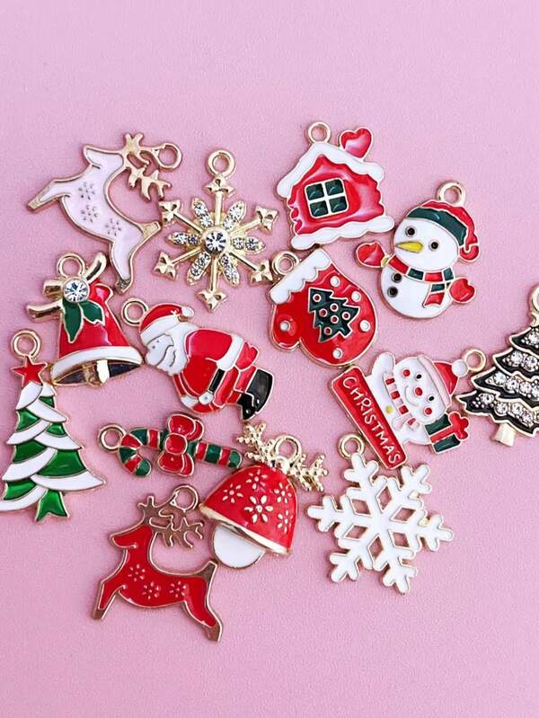 10/20/30 pièces Accessoires en alliage pour décoration de Noël DIY, éléments décoratifs pour arbre de Noël et vacances, ornements suspendus, boucles d'oreilles, pendentifs