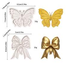 1 件硅胶模具 - 蝴蝶和蝴蝶结形状、家居装饰 DIY 工具、珠宝制作树脂、粘土、石膏模具 - 淺灰色 - 查看 2