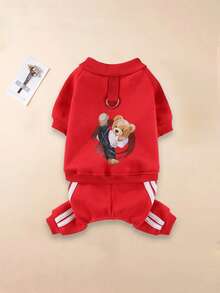 Warm Thickened 4-Leg Teddy Bear Pattern Sweatshirt For Small Pet Dogs & Cats, Outdoor Leash Suitable For Autumn/Winter - Multicolor - View 11