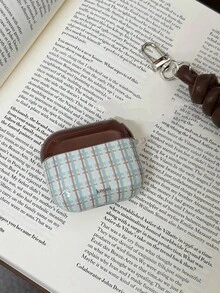 Ốp lưng da kẻ caro nâu cổ điển 4 ngăn, phụ kiện da 1/2/3/Pro/Pro2, vỏ bảo vệ độc đáo, mặt dây chuyền thời trang - màu nâu - Xem 3