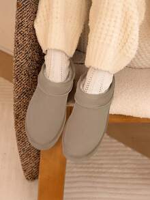 Women Fuzzy Slippers, Platform, Genuine Suede Leather, Snow Boots, Furry Home Slippers, Autumn Winter Indoor Outdoor Comfy Fuzzy Soft Thickened Flat Soles Shoes - 卡其色 - 查看 2