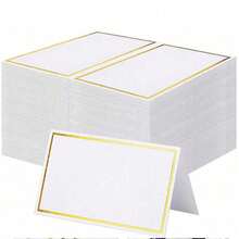 20pcs Tent Cards, Small Place Cards With Gold Foil Borders Delicate Seating Cards Blank Business Cards Escort Cards For Weddings, Tables, Dinners, Receptions