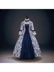 From Medieval To Victorian Era Court Dress Renaissance Gothic Lolita Style Dress With Puff Sleeves Cosplay Costume And Role Play Costume - Màu xanh lam - Xem 1