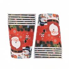 10/20/40/60 件，红色圣诞一次性 9 盎司纸杯，圣诞杯饮具节日圣诞派对用品，用于咖啡、圣诞派对的冷热饮品，圣诞节庆祝活动充满欢乐气氛，节日派对的节日饮水杯，用于咖啡果汁啤酒等纸质饮料 - 彩色 - 查看 9