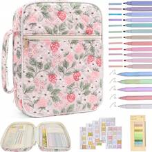 Floral Bible Cover Case With Highlighters Large Bible Tote Bags Organizer Quilted Carrying Case For Girls,Bible Study Suppliesn Journaling Kit Book Carrying Case With Highlighters Supplies Accessories Christian Gifts For Women For Storing Pens, Bookmarks, Stickers, Notebooks - Hoa bướm mùa thu - Xem 1