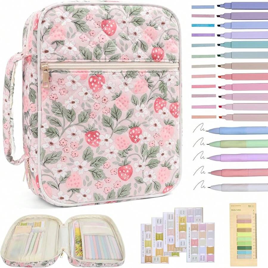 Floral Bible Cover Case With Highlighters Large Bible Tote Bags Organizer Quilted Carrying Case For Girls,Bible Study Suppliesn Journaling Kit Book Carrying Case With Highlighters Supplies Accessories Christian Gifts For Women For Storing Pens, Bookmarks, Stickers, Notebooks - Hoa bướm mùa thu - Xem 1