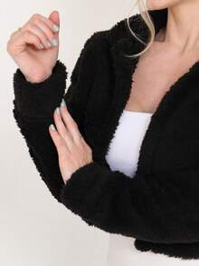 Teddy Jacket, Plush Cropped Coat - màu đen - Xem 2