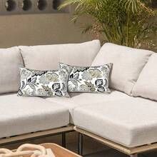 Outdoor/Indoor Throw Pillows, 18x18 Square Pillows With Inserts Bed, Couch, Sofa & Patio Furniture (Set Of 2, Monstera Blue), Decorative Pillows - 戴利譚 - 查看 6