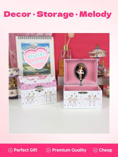 1pc, Arch-Shaped Music Box With Ballet Shoes, Jewelry Storage Organizer, Gift For Girls And Kids, Holiday Gift Present