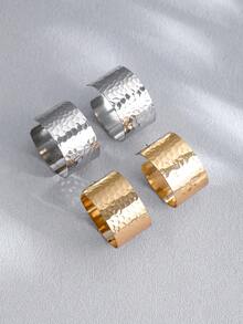 1 par de brincos de liga com textura geométrica martelada e exagerada em formato de C retrô, adequados para uso diário feminino e presentes de Natal