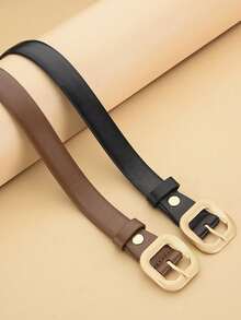 1/2pcs New Women's Belt Simple Square Hollow Needle Buckle Design Belt Women's Fashion Commuter Pants Belt With Jeans Dress