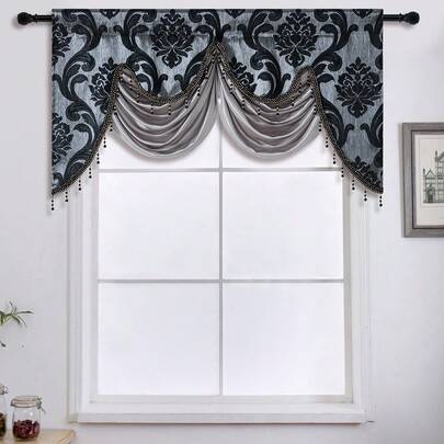 Spitzenvorhang dekorativer Küchenfenstervorhang Wohnzimmervorhang einfarbiger Spitzenvorhang Design Schlafzimmervorhang florale Hohlschnitzerei Dekoration, geeignet für Küche, Outdoor, Schlafzimmer, Party, Weihnachten, Halloween Dekoration, Geschenk