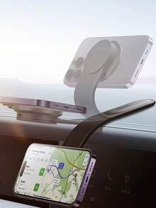 柔性磁吸车载手机支架 - 可调节铝合金臂，360°旋转，可塑形设计，可自定义观看角度，无夹子，防刮擦防震，通用型，适用于及所有智能手机