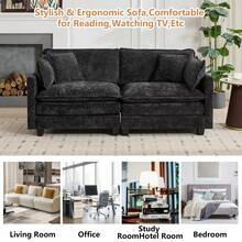 Aoowow Modular Sectional 2 Seater Cloud Sofa Couch For Living Room,78" Loveseat Couch With Deep Seat,Modern Chenille 2 Seat Sofas,Fluffy Small Couches For Bedroom,Small Spaces,Black - 黑色 - 查看 7