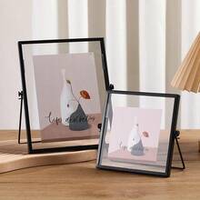 1pc Golden Metal Photo Frame, Acrylic Transparent Stand Photo Frame, Black Photo Desktop Decorative Frame,6-Inch 7-Inch 8-Inch Home Decoration Ornament, Holiday Gift, Festive Gifts, Creative Decorations - Black - View 4