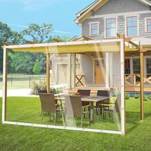 Lona transparente con ojales, lona transparente, lona impermeable, lona de PVC 350 g/m², lona, lámina de cubierta transparente, lámina para invernadero, lámina de plástico, lámina de protección contra el polvo, lámina de jardín resistente al desgarro, protección contra el viento, terraza para uso exterior. - Transparente - Ver 8