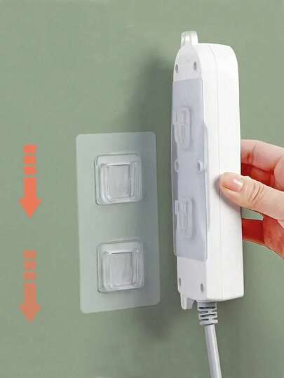 5个双面粘性墙钩，壁挂式挂钩，防水透明收纳挂钩，适用于厨房、浴室、家用插座固定器