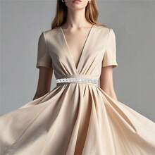 一条闪亮水晶编织丝带,饰以水钻和银链,适合搭配新娘婚纱鞋履配饰。 - 銀色 - 查看 8