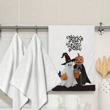 2/4/6/48 piezas Toallas de cocina/manos suaves con estampado de calabaza, gato y fantasma de Halloween, multiusos, de secado rápido, aptas para cocina, celebración, boda, decoración y talla grande
