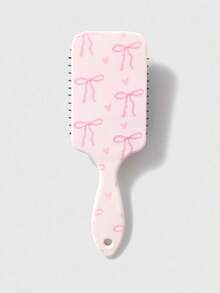 1 pieza Peine con lazo estampado de leopardo rosa, peine con cereza, peine compacto de masaje con cojín de aire de estilo kawaii y lindo, para uso doméstico, accesorio de belleza para mujer, kit de peinado, para peluquería, salón de belleza, artículos esenciales de viaje, herramientas de peinado - Corazón de mariposa rosa - Ver 5