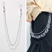 1pc European And American Hip-Hop Pants Chain Accessories, High Street Accessories Two-Tone Pants Chain, Acrylic Waist Pants Chain / Bag Chain - Đen và Đỏ - Xem 7