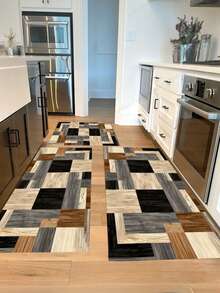 1件装现代几何拼接图案厨房地垫，简约北欧风格厨房地毯，吸油防油厨房地垫，派对聚会家居装饰地毯，可水洗室内入口门垫，防滑厨房装饰地毯，易于清洁的入口迎宾垫，适用于客厅、餐厅、厨房、水槽区、室内入口，适合派对、节日、聚会、礼品、宴会等场合，地毯、门垫、厨房地垫、区域地毯、厨房用品、厨房装饰、厨房垫、厨房地垫、厨房套装、泡沫垫 - 彩色 - 查看 2