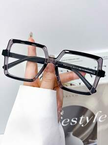 Nouvelles lunettes de mode unisexes à grand cadre vintage rayé carré, lunettes artistiques minimalistes de haute qualité pour un usage quotidien et polyvalent - Multicolore - Voir 10