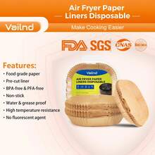 Air Fryer Liners Disposable - 50 PCS 8 Inch Air Fryer Parchment Paper Round, Non-Stick  Paper Liner For Baking Roasting Microwave - 50 chiếc - Xem 8