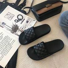 Casual Versatile Simple Black New Slippers - Black Plaid - View 9