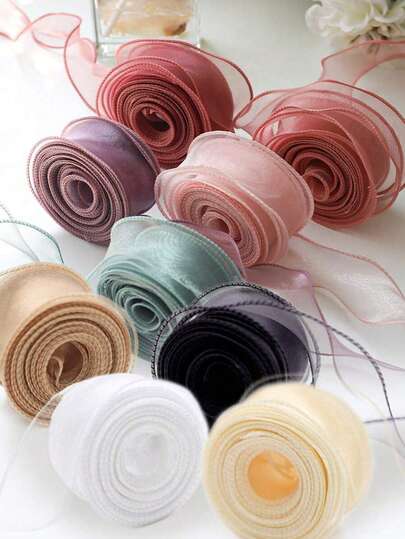 10码4厘米/圣诞装饰丝带，圣诞礼品包装丝带，金色鱼尾纱丝带，雪纱，波浪纱头饰，蝴蝶结装饰，适用于花束，花环，婚礼，生日派对，圣诞节和万圣节礼品包装，头饰，服装装饰