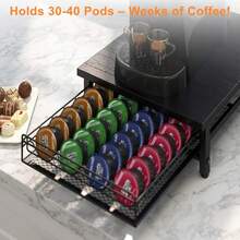 Shoze Coffee Pod Drawer Holder For Capsule 35pcs For ® OriginalLine Pods Drawer Coffee Machine Storage Organizer Stand Sliding For Kitchen Countertop - Black - View 2