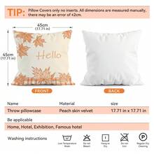 4pcs Thanksgiving Maple Leaf & Pumpkin 4-Piece Set, Single-Sided Printed Throw Pillow Covers 45*45cm, Peach Velvet