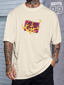 Oversized Streetwear T-Shirt Academia Fire Vintage Style Retro Ribbon REF 7302 VEST NERD - Màu Khaki - Xem 2